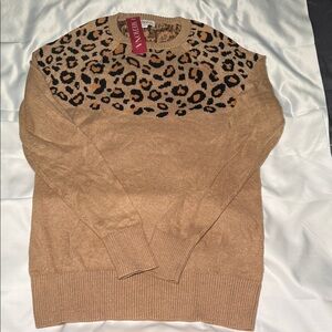 Merona Tan Leopard Print Crew Neck Sweater